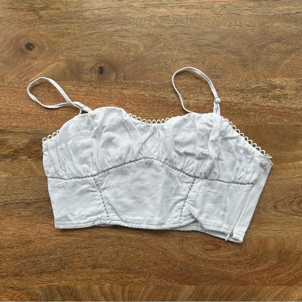 Bershka White Smocked Crop Tank